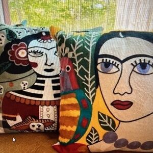Amazing Set of Frida Kahlo Embroidered Luxury Throw Pillow Covers 18x18